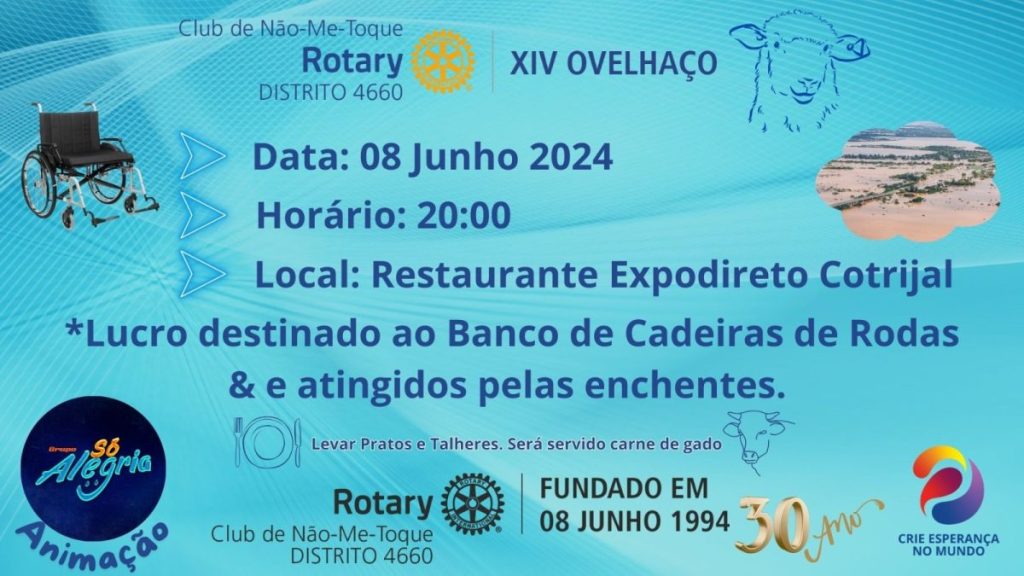Rotary Club de Não-Me-Toque celebra 30 anos com XIV Ovelhaço