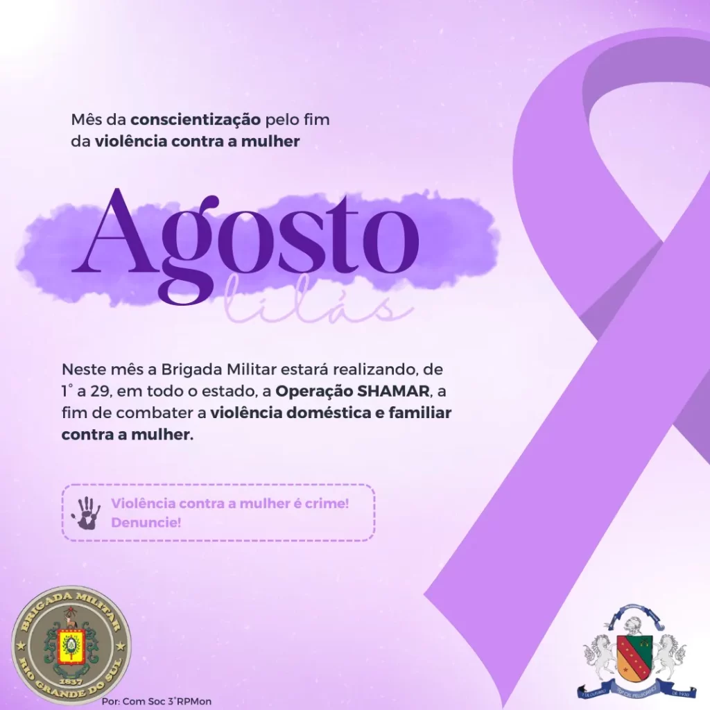 Brigada Militar de Não-Me-Toque intensifica ações de proteção às mulheres vítimas de violência durante a campanha Agosto Lilás