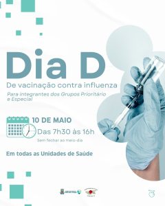 Dia D de Vacinação contra Influenza acontece neste sábado em Não-Me-Toque