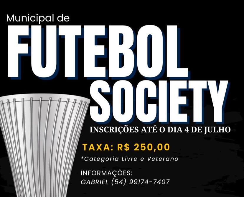 Inscrições abertas para o 4° Campeonato Municipal de Futebol Society