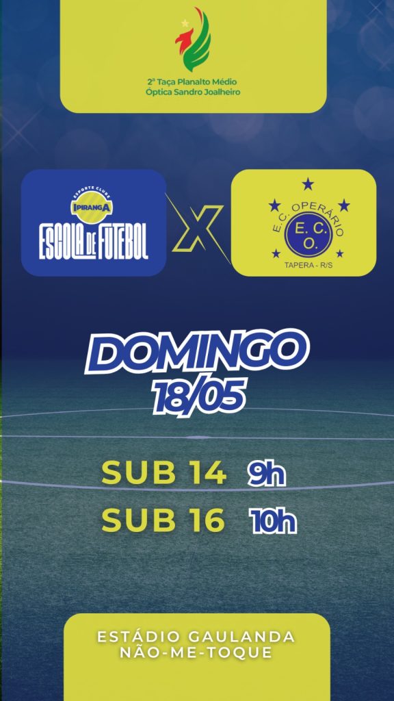 Escola de Futebol do Ipiranga enfrenta E.C. Operário neste domingo