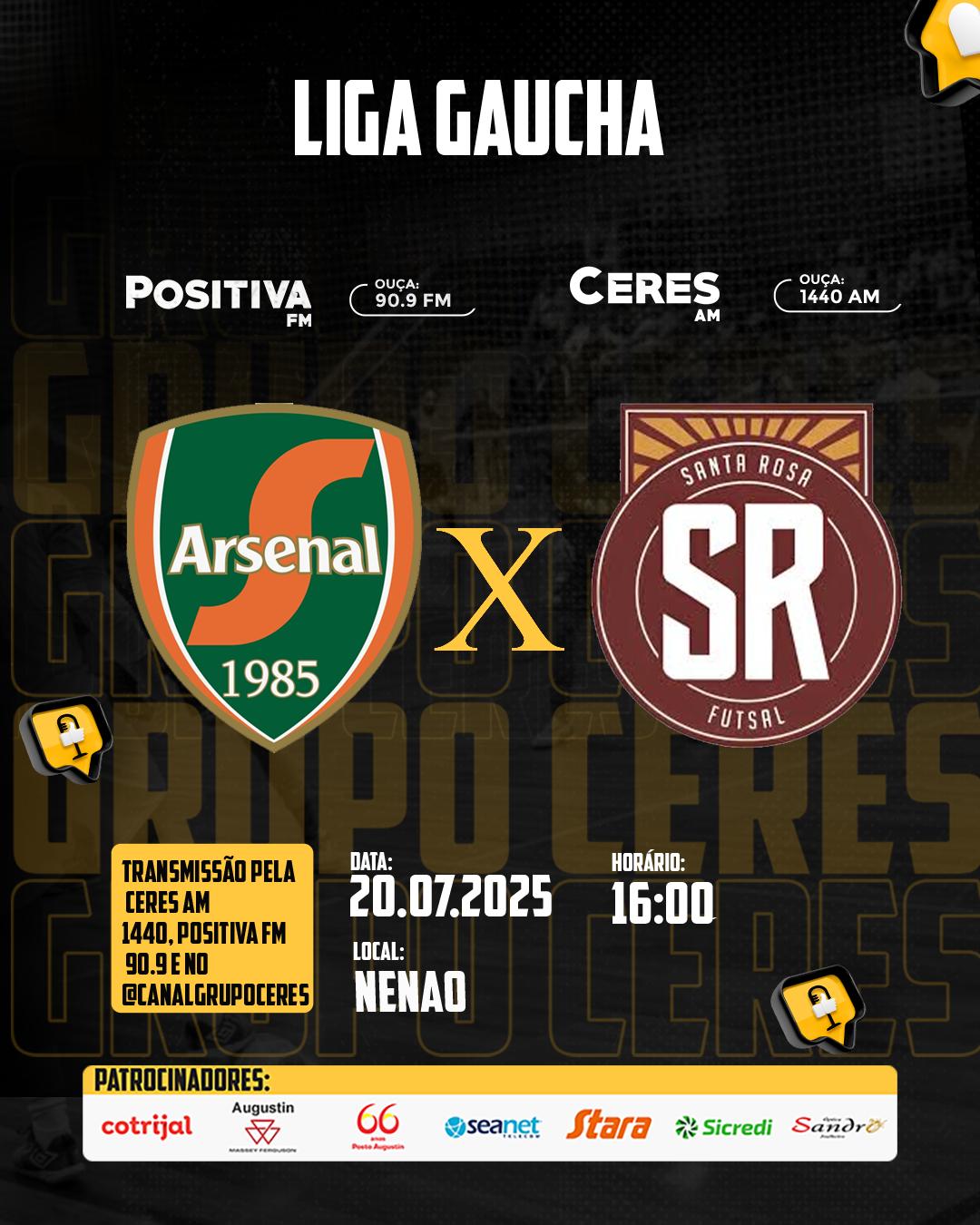 Arsenal recebe Santa Rosa no próximo domingo pela Liga Gaúcha na categoria sub-17  