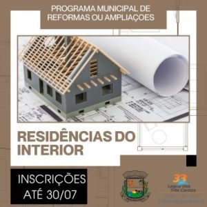 Programa Reformas Habitacionais no interior de Lagoa dos Três Cantos