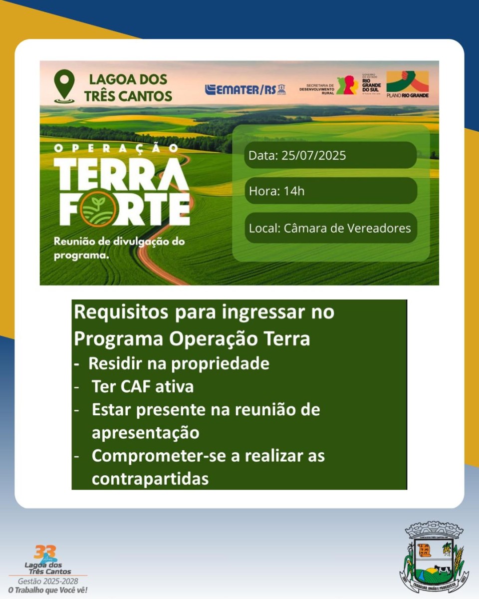 Atenção produtores de Lagoa dos Três Cantos