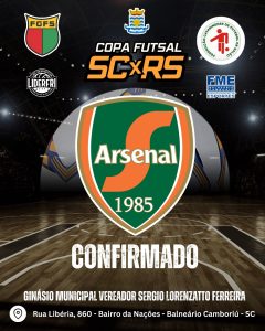 Arsenal disputará a Copa Futsal RS x SC nas categorias Sub-15 e Sub-17
