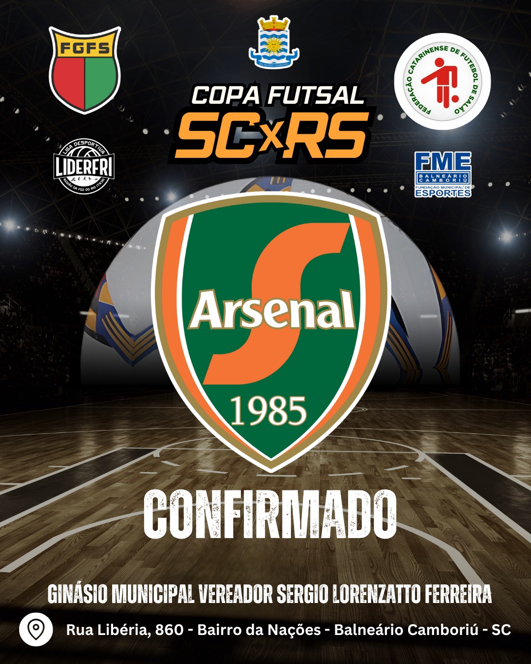 Arsenal disputará a Copa Futsal RS x SC nas categorias Sub-15 e Sub-17