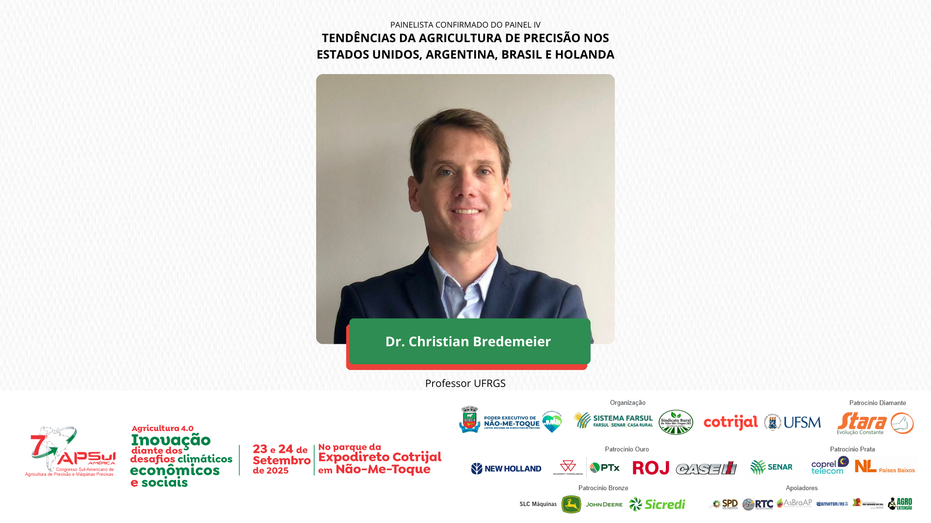 Dr. Christian Bredemeier confirmado como painelista do Painel IV no APSUL América 2025