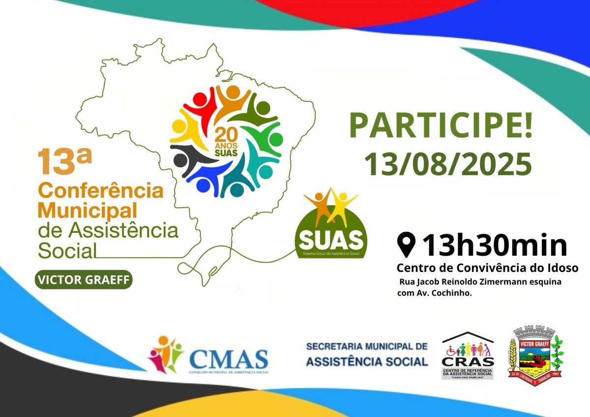 Convite à Participação – 13ª Conferência Municipal de Assistência Social em Victor Graeff