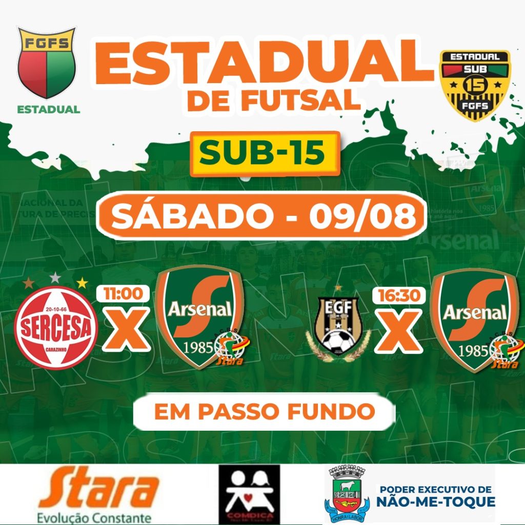 Arsenal Sub-15 disputa dois jogos pelo Estadual de Futsal em Passo Fundo