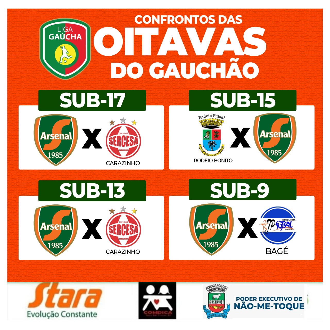Arsenal tem adversários definidos nas oitavas de final do Gauchão