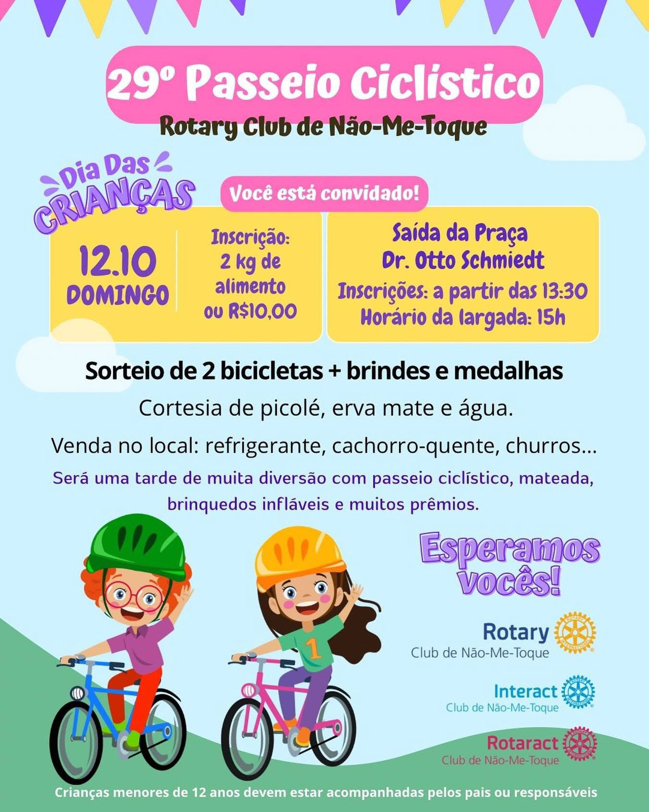 29º Passeio Ciclístico celebra o Dia das Crianças em Não-Me-Toque