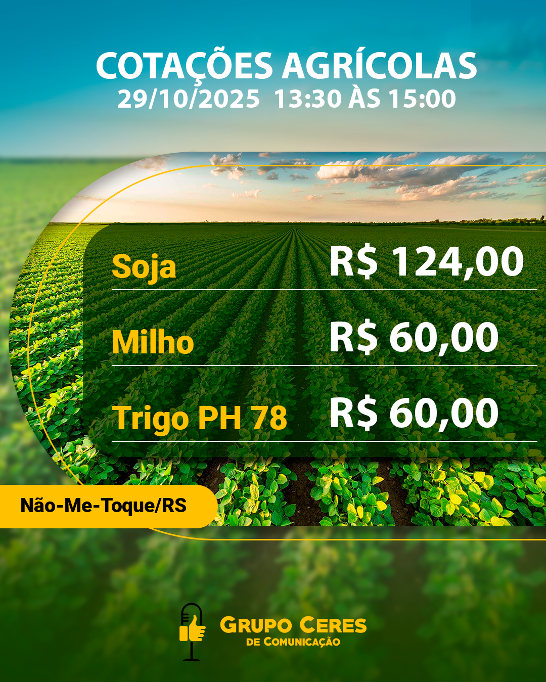 Cotações Agrícolas – 29/10/2025