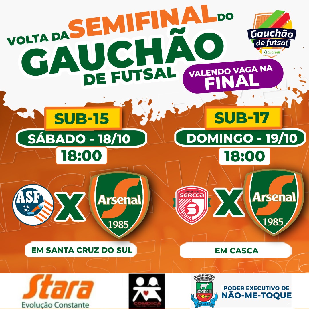 Arsenal disputa vaga na final do Gauchão de Futsal