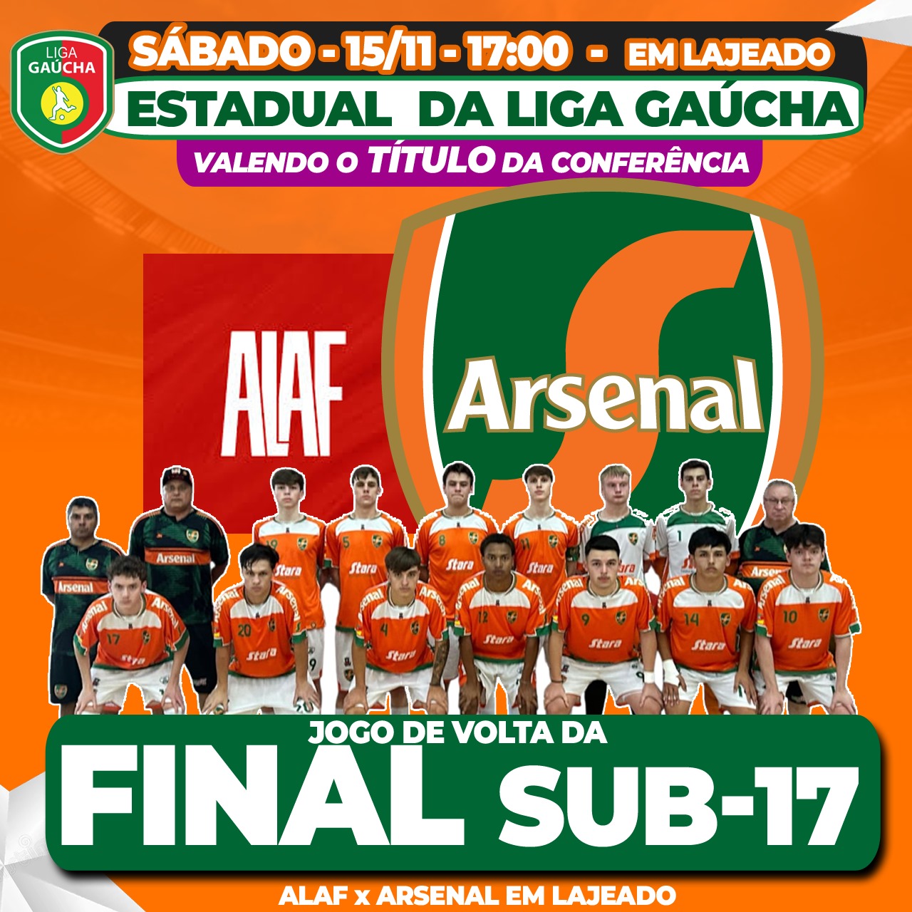 Arsenal disputa jogo de volta da final da Conferência Oeste Sub-17 do Gauchão de Futsal neste sábado