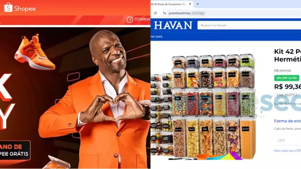 Golpistas criam lojas on-line falsas da Shopee e Havan para a Black Friday; saiba como se proteger