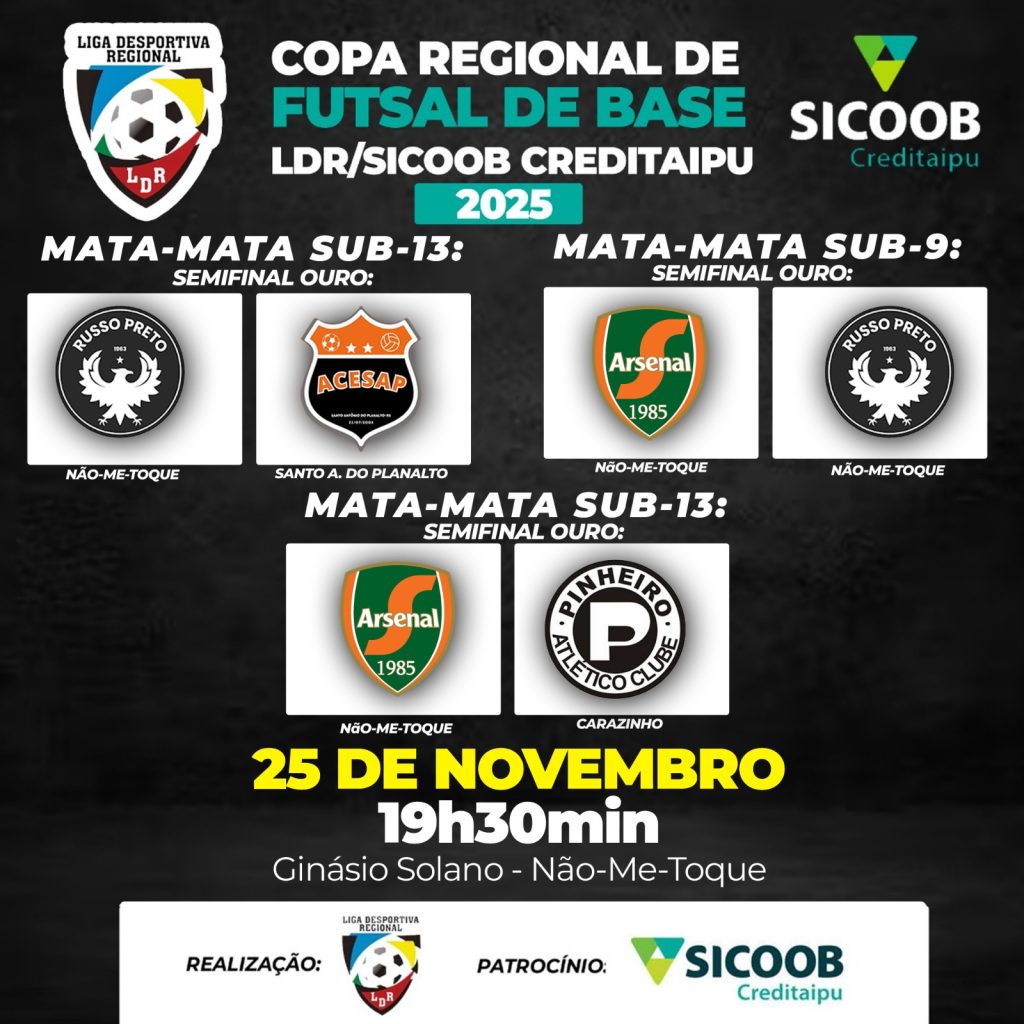 Russo Preto e Arsenal disputam vagas na final da Copa Regional de Futsal de Base LDR/Sicoob 2025