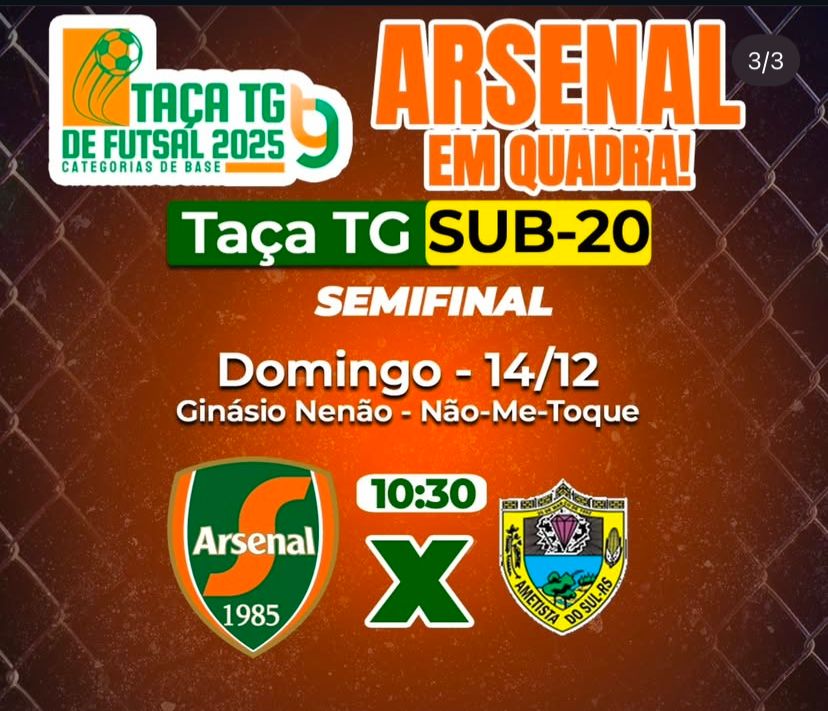 Arsenal avança à final no Sub-20 e se despede das semifinais no Sub-13 e Sub-15 da Taça TG