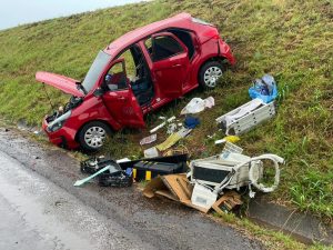 Colisão frontal é registrada na BR-386, entre Carazinho e Santo Antônio do Planalto