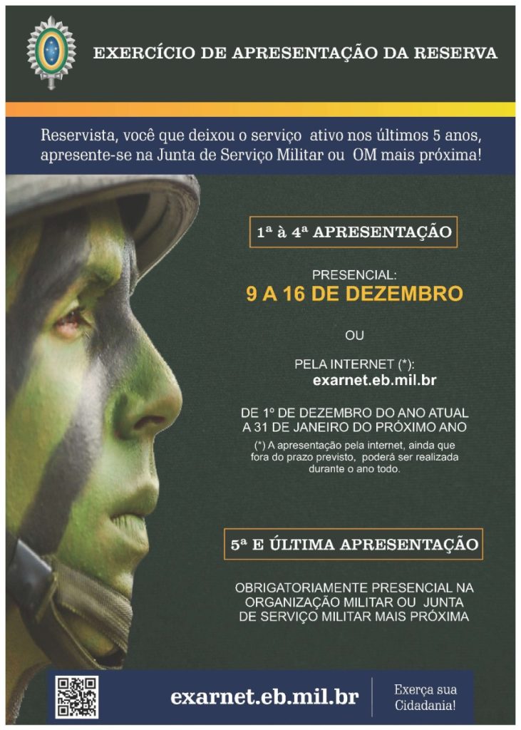 Exército convoca reservistas para Exercício de Apresentação da Reserva