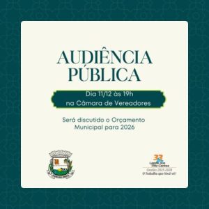 Lagoa dos Três Cantos realizará Audiência Pública sobre o Orçamento de 2026