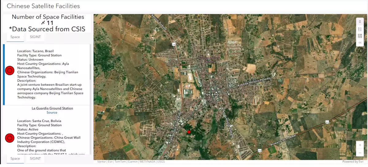 Estados Unidos acusam China de operar instalações com potencial uso militar no Brasil