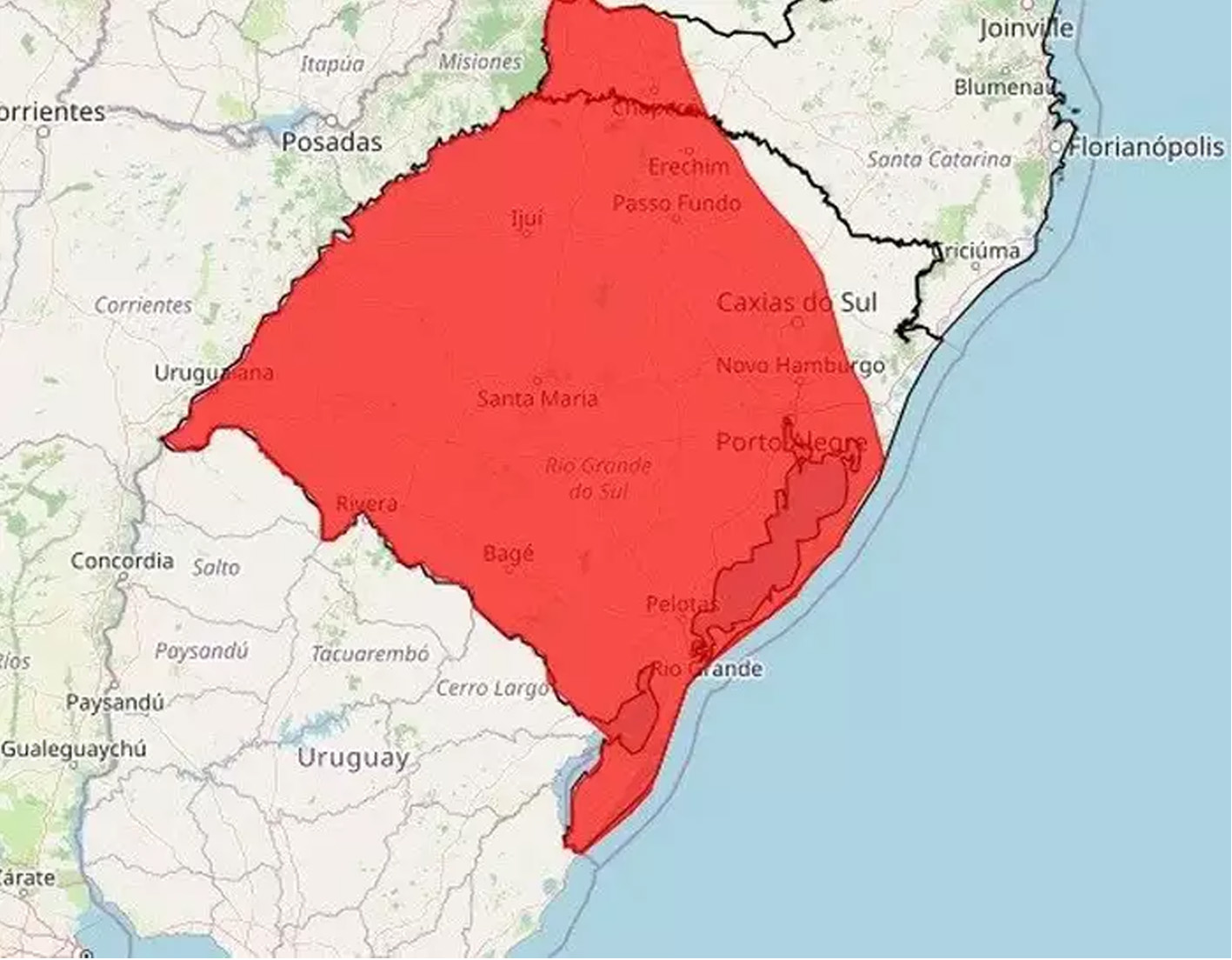 Inmet emite alerta vermelho para tempestades no Rio Grande do Sul
