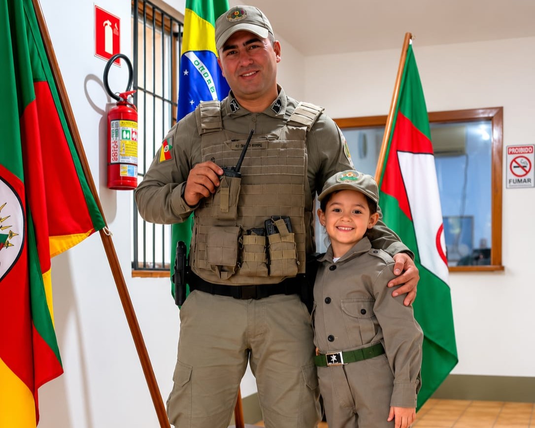Sonho não foi destruído pelas chamas: pequena admiradora da Brigada Militar recebe nova farda após incêndio