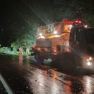 Bombeiros Voluntários de Não-Me-Toque atuaram na desobstrução da RS-142 após queda de árvores