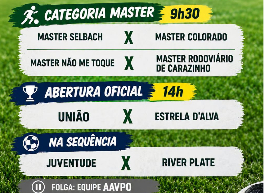 Municipal de Futebol começa neste sábado em Colorado, mas chuva pode adiar abertura oficial