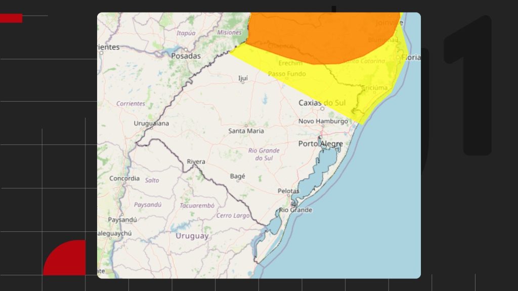 Rio Grande do Sul tem alerta para temporais com ventos de até 100 km/h